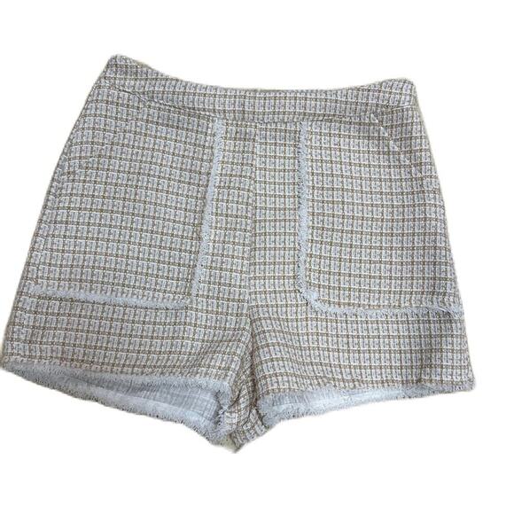 Shorts for Women High Waist Plaid Pattern Tweed Wide Leg Shorts Size M - Picture 1 of 8